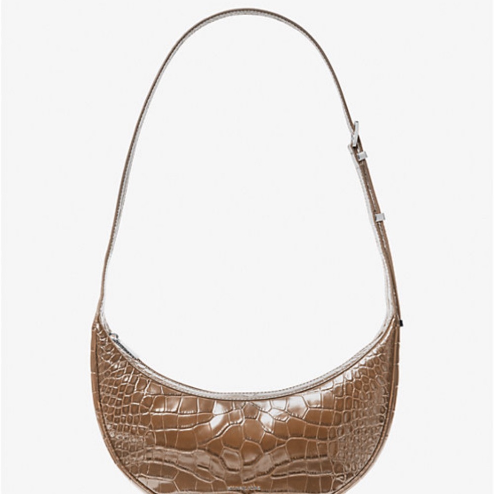 Michael Kors Avra  Medium Crocodile Embossed Leather Crossbody Bag